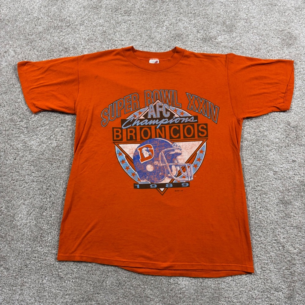 Vintage Jerzees Denver Broncos Super Bowl XXIV AFC Champions 1989 T-Shirt Large